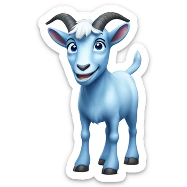 Blue goat whole body pretty smiling excited blue eyes  sticker