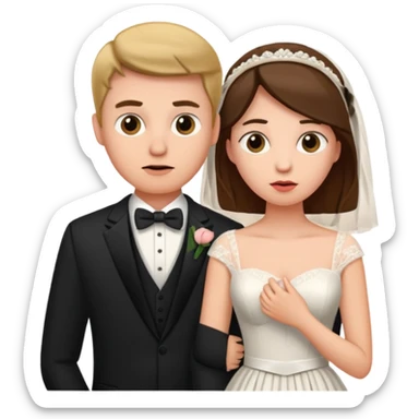 confused newlywed couple sticker