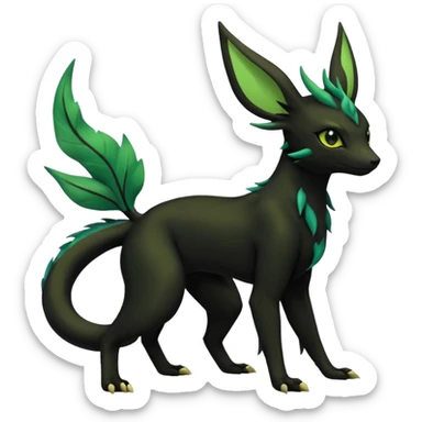 Dark Edgy Salandit-Leafeon-Umbreon-Fakémon-hybrid-creature (full body)  sticker