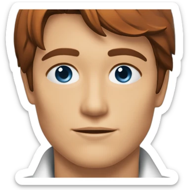 Alain Delon young mechanic blue eyes short neat red hair sticker