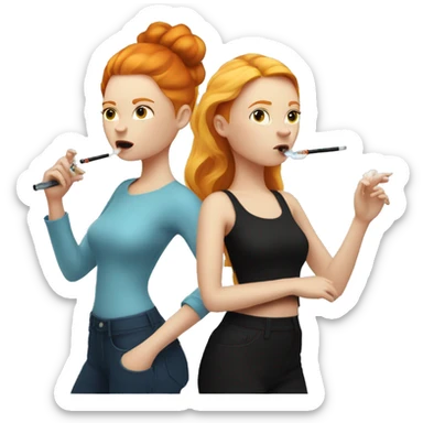 ginger girl vaping and blonde girl vaping  sticker