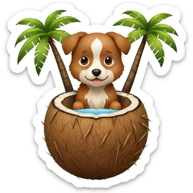 dog in a coconut sticker