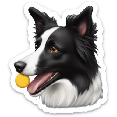 Black and white border collie holding frisbee in mouth  sticker