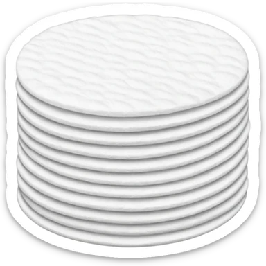 A long pile of 100 round flat thin cotton pads sticker