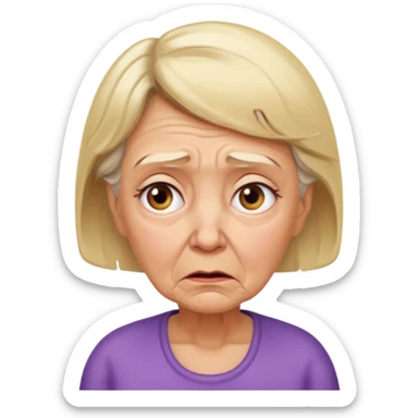 Very worried blonde grandma with a worried expression  sticker