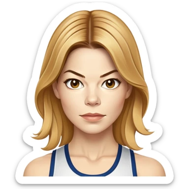 Michelle Monaghan running, female actress with honey blonde hair sticker