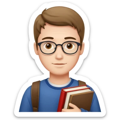 estudiante con libros pero hommbre  sticker