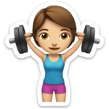 a girl with brown hair lifting weights on the gym sticker