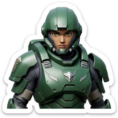 Cinematic Realistic StarCraft Terran Marine Portrait, depicted with rugged determination and futuristic military precision. Clad in advanced, intricately detailed tactical armor in consistent dark green and grey hues, his steely eyes and determined features exude unwavering resolve. Rendered with lifelike texture and dynamic, high-contrast lighting, high shine, noble and disciplined, capturing the essence of a legendary Terran Marine poised for interstellar battle. sticker