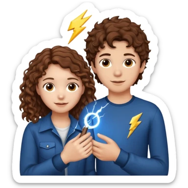 a 15 year old girl with brown curly hair but she has lightnings in it with a brown haired boy who gave her a promise ring sticker