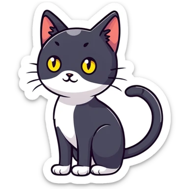 skinny black cat with yellow eyes sticker