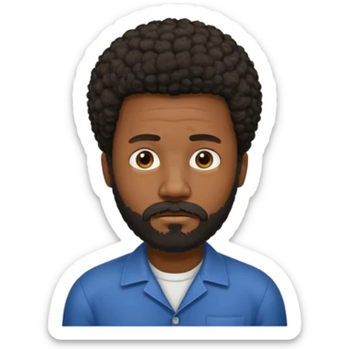 black man with beard, mustache, and short afro sad sticker