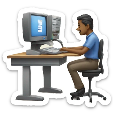 persona trabajando con una computadora sentado con las piernas cruzadas sticker