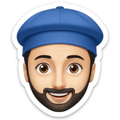 generate a pretty bratz emoji of ranbir kapoor wearing a blue cap sticker
