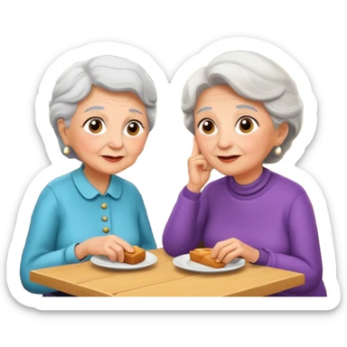conversación dentro de un restaurant  dos personas y una de las persoans sea una abuela sticker