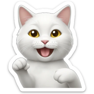 White cat gives a thumbs up sticker