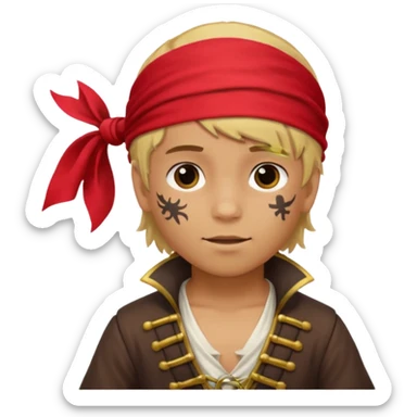 light brown Hispanic boy with blond hair that is dressed as a pirate sticker