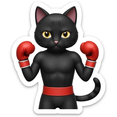 Black cat with boxing gloves sticker