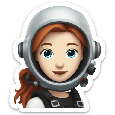 A young woman with red/ brown hair, blue eyes and pale skin scuba diving  sticker