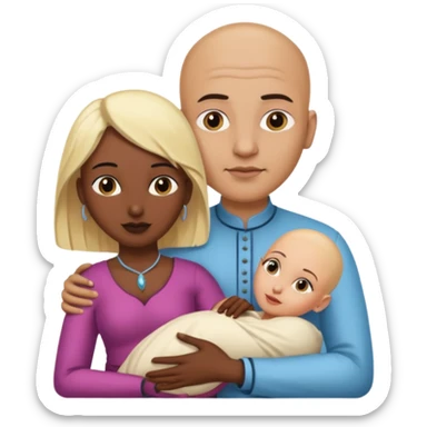 Naked bald Indian man with a beard holding vagina of naked blonde woman sticker