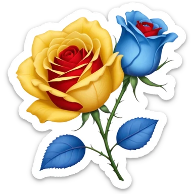 One Yellow 🌹 and one blue flower 🌹 on with red band  sticker