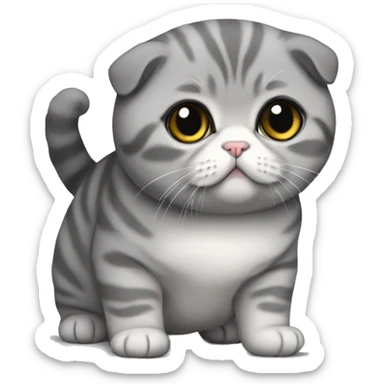 Scottish fold realistic totally grey fat sticker