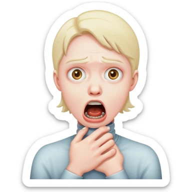 make a person choking themselves with terror in their eye sticker