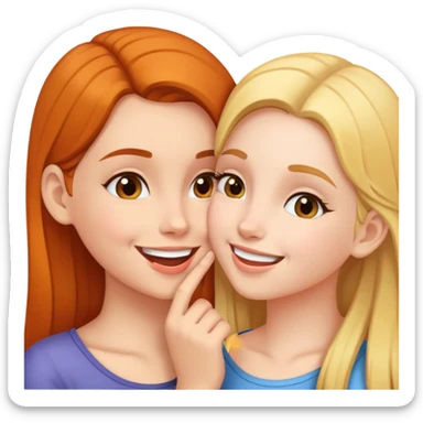 one girl whispers something into another girl's ear sticker