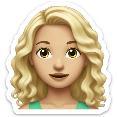 girl with medium length wavy blonde hair and greenish eyes sticker