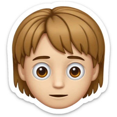 Crie um emoji de um menino com o cabelo castanho claro com uma franja e o corte low fade zumbi sticker