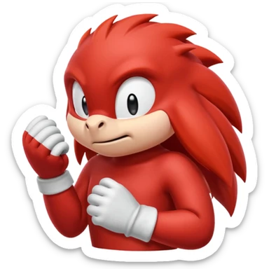 Sonic the hedgehogs friend knuckles a red animal with peach arms and white gloves sticker