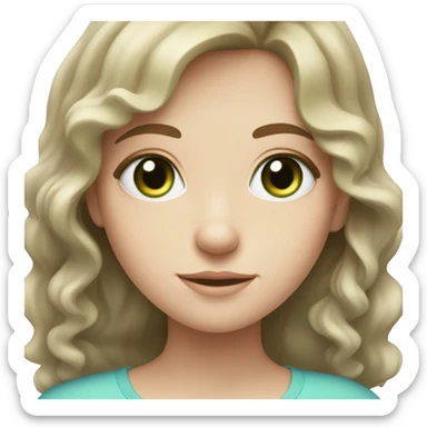 Pale girl with wavy brunette hair and one blue eye and one green eye  sticker