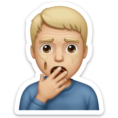 Disgust - strong feeling of revulsion or aversion -  about to vomit. hand over mouth sticker