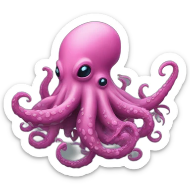 a blue kraken fighting  has another pink kraken sticker