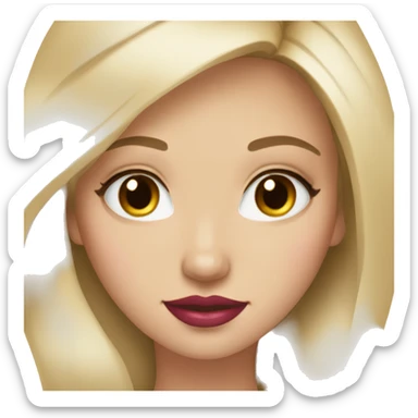 Blonde girl , white skin, this brown eyes ang red manicure and pink lipstick  sticker