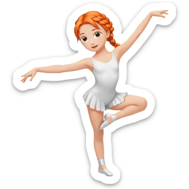 A young dancer with braided orange hair, practicing a gentle arabesque. sticker