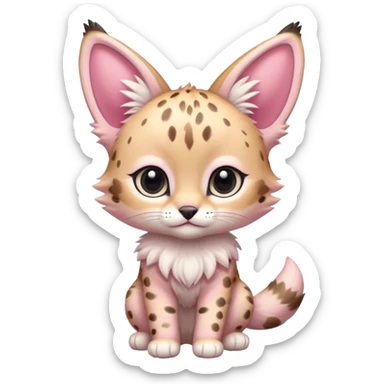 Whitish pastel-rosy-pink chibi cute elegant furry kawaii Serval sticker
