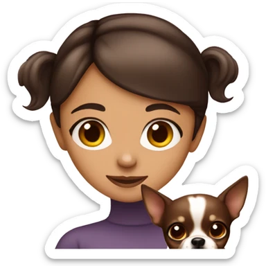 girl with dark brown hair with a brown chihuahua  sticker