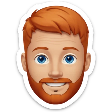homme blanc, yeux bleu, cheveux court avec barbe rousse et boucle d'oreille sticker