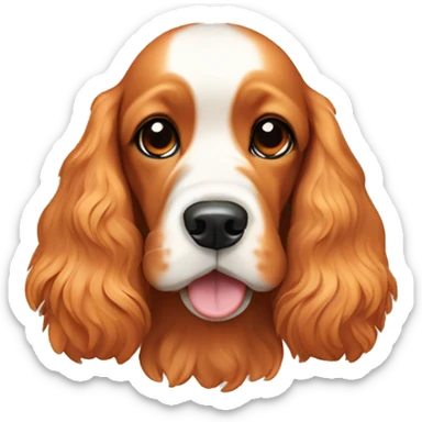 Cocker spaniel dog, color orange and white  sticker