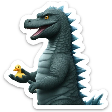 godzilla with a duck sticker