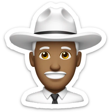 Un hombre color blanco es de la marina tiene el traje blanco y un sombrero blanco sticker