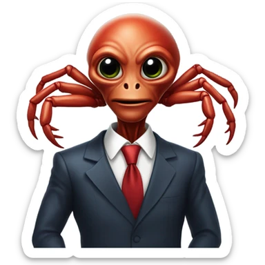 alien red human man crab president sticker