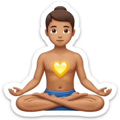 Person is meditating and his heart is glowing and shining sticker