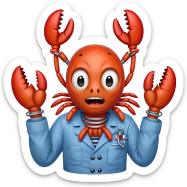 Scared lobster (I’m talking terrified) in jail scrubs sticker