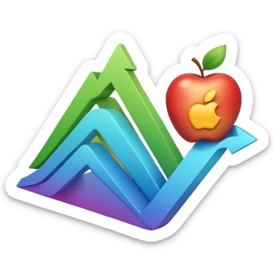 Create an Apple-style emoji that represents a stock/share, combining a clean upward-trending chart, a minimal financial symbol, and a confident growth vibe, using simple shapes, smooth gradients, and the polished Apple emoji aesthetic. sticker