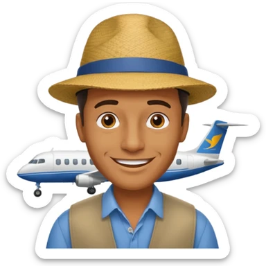 homme créole réunionnais avec chapeau arrive avion a gillot sticker