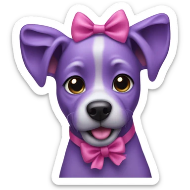 Purple dog with cute pink bow sticker