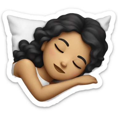 Sleeping girl on pillow dark hair sticker
