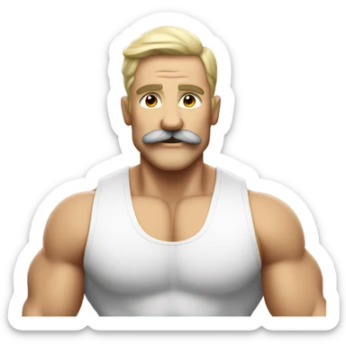 white bodybuilder with the mustache sticker